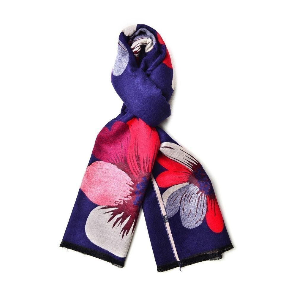 Scarf Daisy Pattern Reversible Navy - Picture 2 of 5